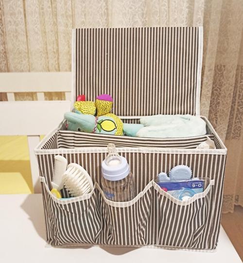 Bebek Beşik Başucu Düzenleyici Kapaklı 5 Bölmeli Organizer 