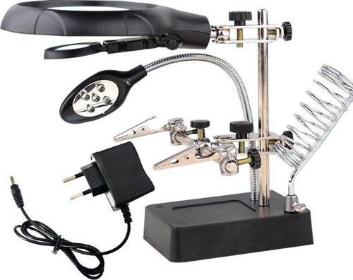 BÜYÜTEÇ MG-16129C MASA ÜSTÜ HAVYA SEHPASI PİLLİ+ADAPTÖRLÜ (4.2V-500MA) 