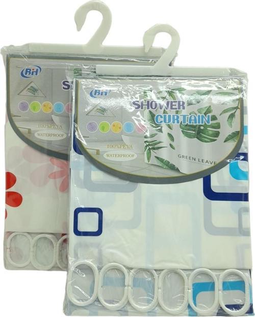 ÇİF KANAT PVC BANYO PERDESİ 2  ADET  X 90X180CM - 12 HALKALI 