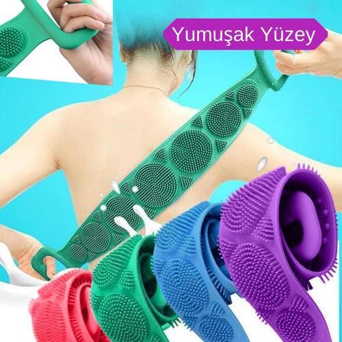 Çift Taraflı Banyo Hamam Lifi Silikon Masajlı Yumuşak Duş Lifi Uzun Ömürlü Hazır Banyo Kesesi (44DEX