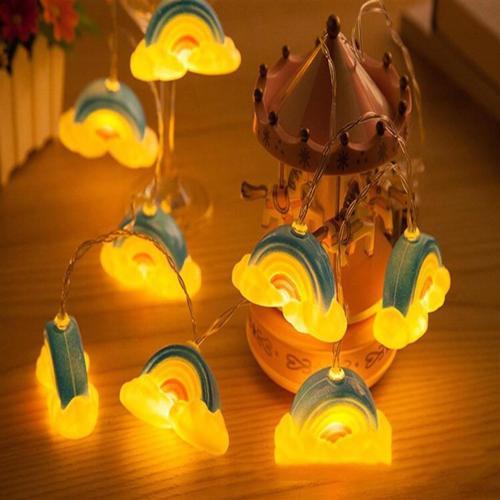 Dekoratif Şirin Gökkuşağı Pilli İp Şerit Led Işık Gece Lambası 