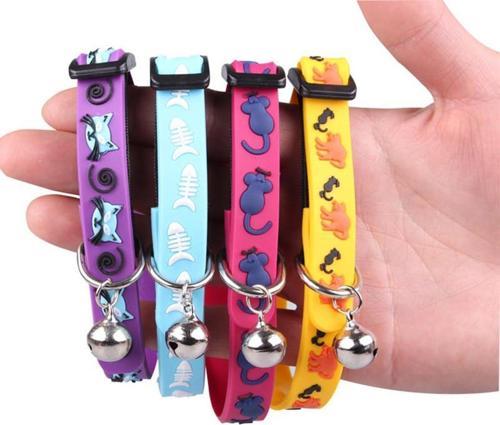 Çıngıraklı Zilli Sevimli Renkli Slikon Kedi Köpek Boyun Tasması 