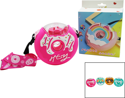 DONUT MODELİ RENKLİ MİKA KRİSTAL SULUK MATARA PİPETLİ - ASKILI 380ML 