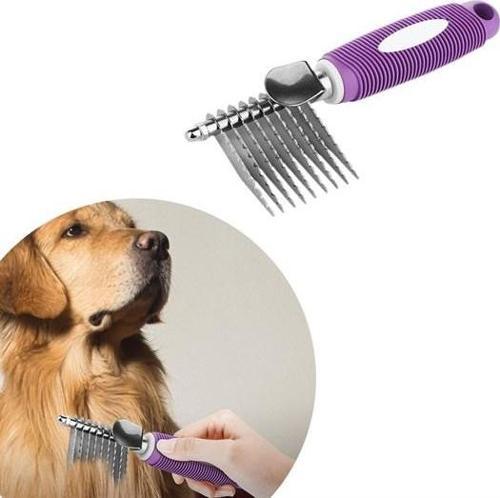 Düğüm Açıcı Pet Fırçası Emniyetli Uzun ve Çelik Dişli Kedi Köpek Tüy Kıtık Açma Tarağı