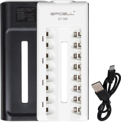 EFCELL M8 AA/AAA 8Lİ PİL ŞARJ CİHAZI 