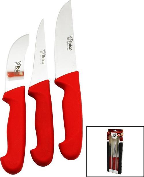 K.MARAŞ 3 ADET  PL KURBAN SETİ BIÇAK YÜZME - KEMİK SIYIRMA - KASAP PLASTİK SAPLI 