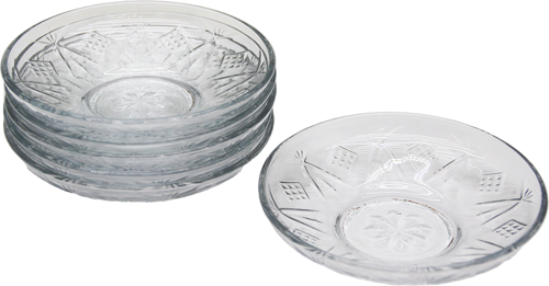 KRİSTAL 6 ADET  DESENLİ - CAM ÇAY TABAK 