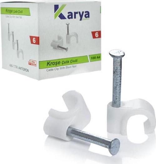 KROŞE 6 NUMARA ÇELİK ÇİVİLİ 12 MM (4*6 ANTİGRON KABLOLAR İÇİN) 100LÜ POŞET KARYA 