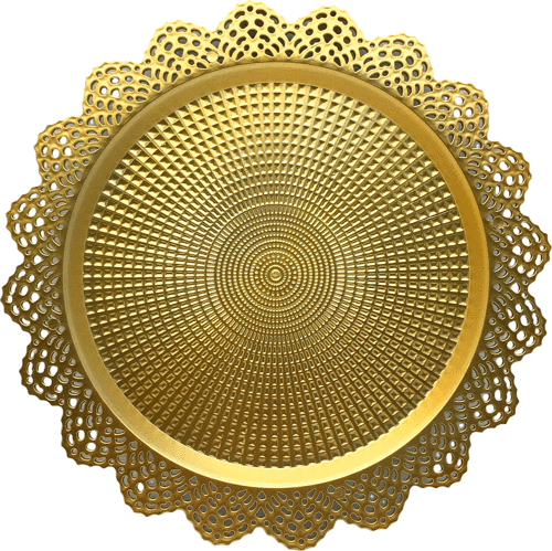 KÜÇÜK YUVARLAK GOLD DANTELLİ SUNUM TEPSİ PLASTİK 