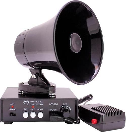 MAGICVOICE MV-800 KAYIT SİREN MİNİ PAZARCI ANFİ SETİ MIKNATISLI  (ANFİ+HOPARLÖR+MİKROFON) 