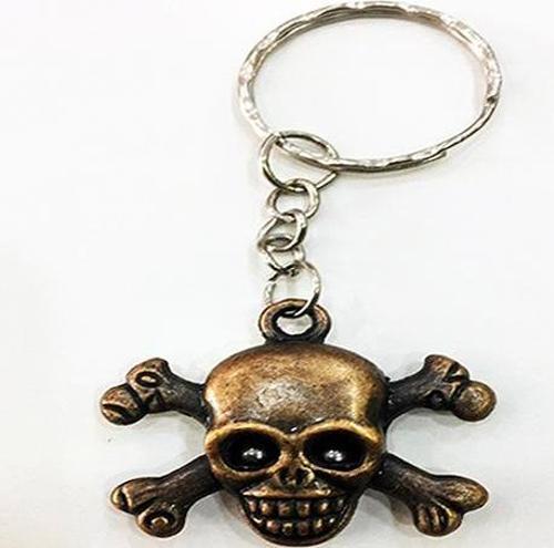 Metal Malzemeden İmal Kuru Kafa Korsan Anahtarlık Bakır Renk