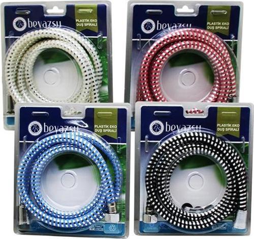 RENKLİ MİKELAJLI PLASTİK EKO DUŞ HORTUMU SPİRALİ VAKUMLU 