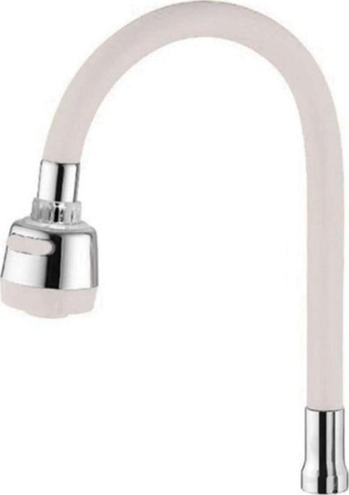 Renkli Silikonlu Oynar Başlıklı 2 Fonksiyonlu Spiral Musluk Başlığı - Beyaz