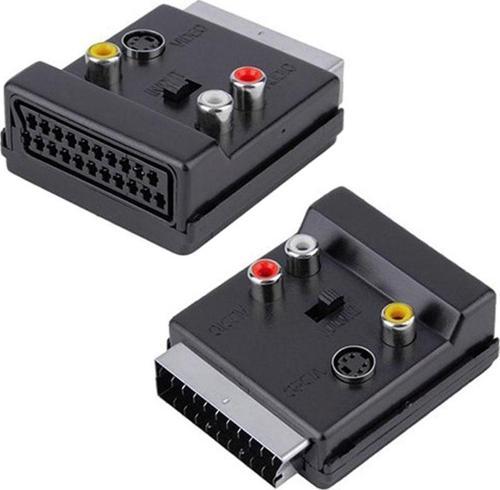 SCART ADAPTÖR ARA ERKEK/DİŞİ/ÜSTDEN RCALI SWİCHLİ 