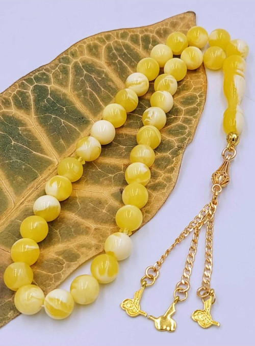 SARI KÜRE KESİM BEYRUT TOZ KEHRİBAR TESPİH