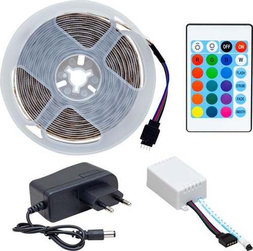 SİLİKONSUZ 5 METRE RGB ŞERİT LED ANİMASYON DEVRELİ + ADAPTÖR SET