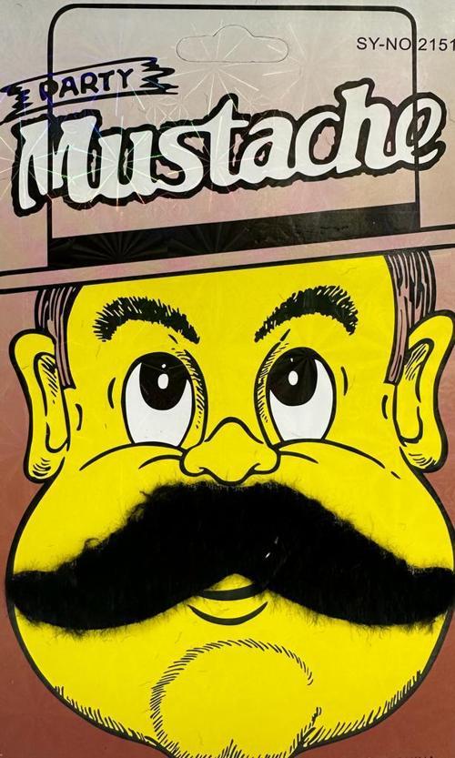 Siyah Renk Gerçekçi Görünümlü Yapışkanlı Pala Bıyık Takma Tüylü Ülkücü Bıyığı Model 6 