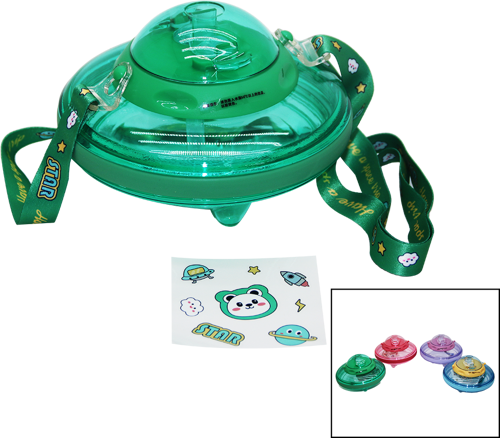 UFO MODELİ RENKLİ MİKA KRİSTAL SULUK MATARA PİPETLİ - TAŞIMA ASKILI 550ML 