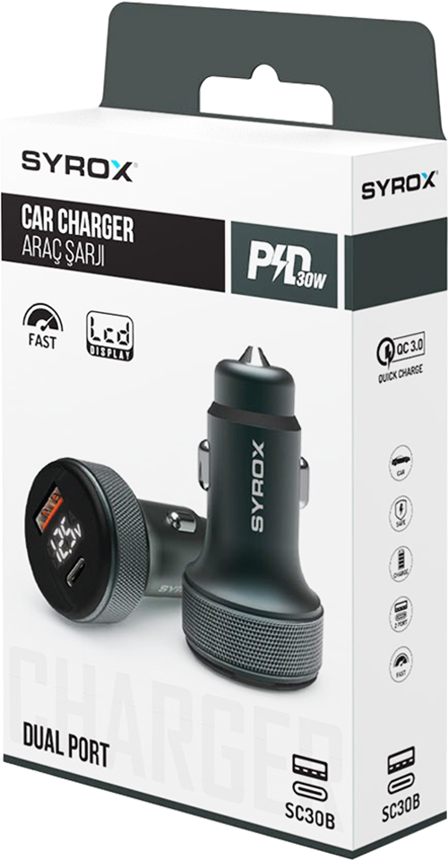 USB - TYPE-C DİJİTAL GÖSTERGE ARAÇ OTO ÇAKMAKLIK HIZLI SARJ BAŞLIK 3.1A