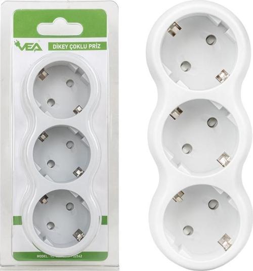 VE-2211-3GW A CLASS 3LÜ  DİKEY ÇOKLU PRİZ (MADE IN MALAYSIA) 