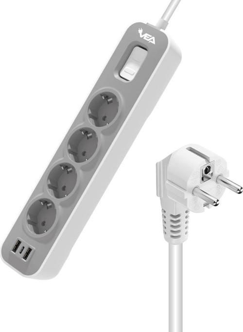 VE-NOVA104U A CLASS 4LÜ 2 USBLİ ANAHTARLI 1.5 METRE AKIM KORUMALI GRUP PRİZ (MADE IN MALAYSIA) (44DE