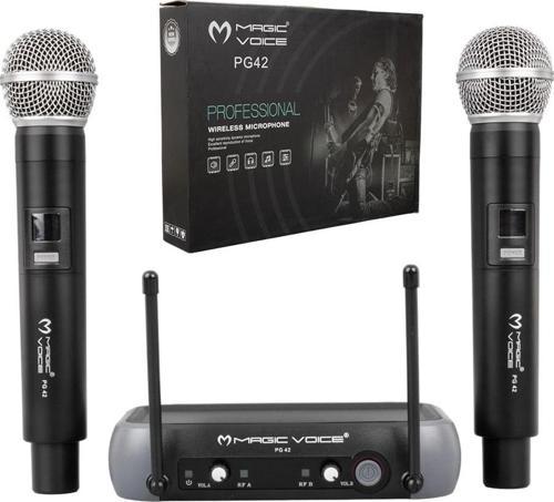 VHF 2 EL KABLOSUZ TELSİZ MİKROFON (VOLUME KONTROLLÜ) 
