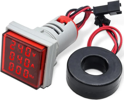 VOLTAMPERMETRE 50-500V 0-100A AC KARE KIRMIZI (AD22-22VAS)