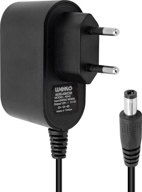 WEKO 12 VOLT - 1 AMPER 5.5*2.5 UÇLU PLASTİK KASA PRİZ TİP ADAPTÖR KUTULU YERLİ ÜRETİM 