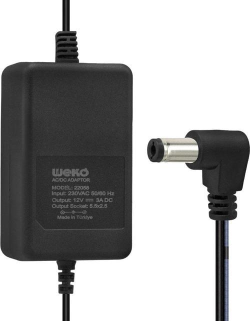 WEKO 12 VOLT - 3 AMPER - 5.5*2.5 UÇLU PLASTİK KASA MASAÜSTÜ ADAPTÖR YERLİ ÜRETİM 