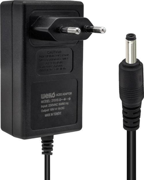 WEKO 18 VOLT - 1 AMPER 3.5*1.35 UÇLU YERLİ ÜRETİM PRİZ TİPİ ADAPTÖR 