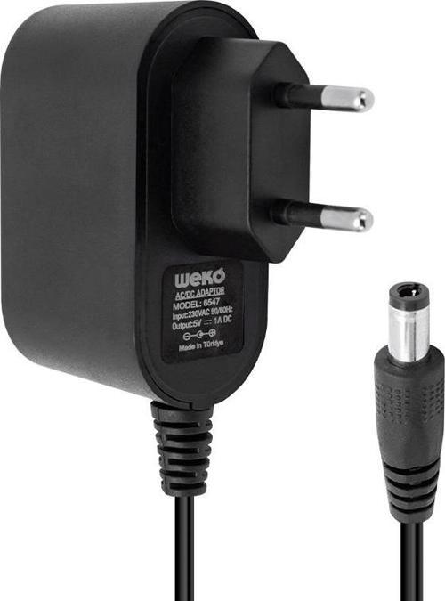 WEKO 5 VOLT - 1 AMPER 5.5*2.5 UÇLU PLASTİK KASA PRİZ TİP ADAPTÖR KUTULU YERLİ ÜRETİM 