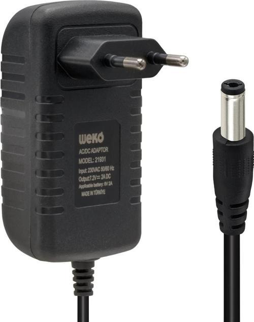 WEKO 7.2 VOLT - 2 AMPER 5.5*2.5 UÇLU LEDLİ YERLİ ÜRETİM AKÜ ŞARJ CİHAZI (OUT:6V-2A)