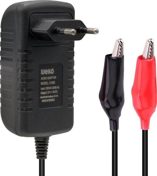 WEKO 7.2 VOLT - 2 AMPER KROKODİL UÇLU PRİZ TİP LEDLİ YERLİ ÜRETİM AKÜ ŞARJ CİHAZI (OUT:6V2A) 