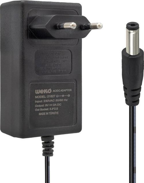 WEKO 9 VOLT - 2 AMPER 5.5*2.5 UÇLU YERLİ ÜRETİM PLASTİK KASA PRİZ TİPİ KUTUSUZ ADAPTÖR 