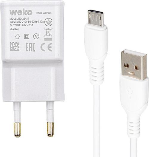 WEKO WK-21434 S6 2.1 AMPER ŞARJ BAŞLIK ADAPTÖRÜ + MICRO USB KABLO(NO:3) 