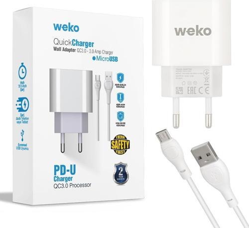 WK-21441 PDU QC 3.0 AMPER ŞARJ BAŞLIK ADAPTÖRÜ + MICRO USB KABLO (NO:1) 