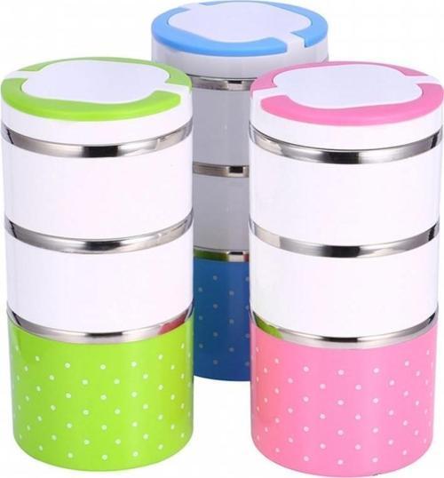 Yemek Termosu 3lü Tutacaklı Sefer Tası - Hiper 3 Katlı Yemek Termos 