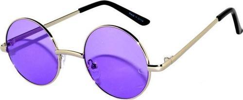Yuvarlak Cam John Lennon Tarzı Gümüş Çerçeveli Mor Gözlük 