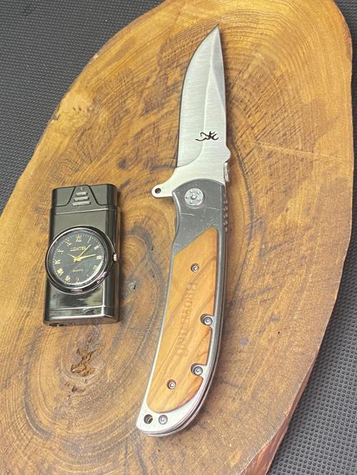 Browning 21 cm Avcı Çakı + Saat Çakmak Seti 
