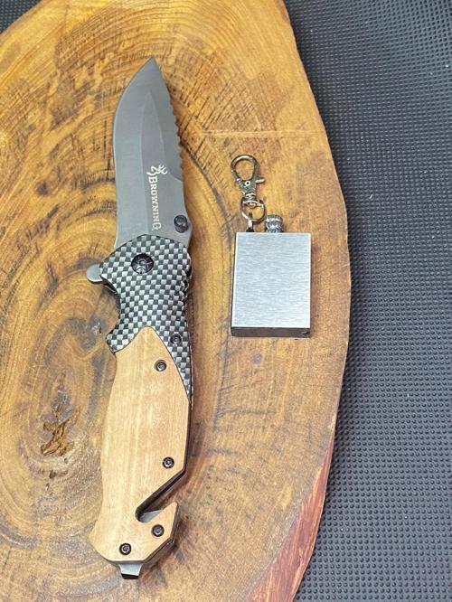 Browning 21 cm Avcı Çakı + Zippo Kibrit Çakmak Seti 