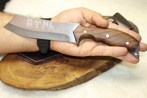 El Yapımı 27 cm Tanto Ağızlı Çelik Deri Kılıflı Avcı Bıçağı