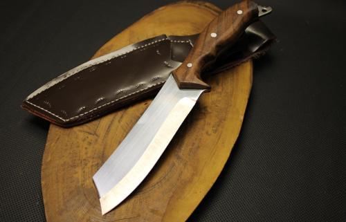 El Yapımı 27 cm Tanto Ağızlı Çelik Deri Kılıflı Avcı Bıçağı No:009