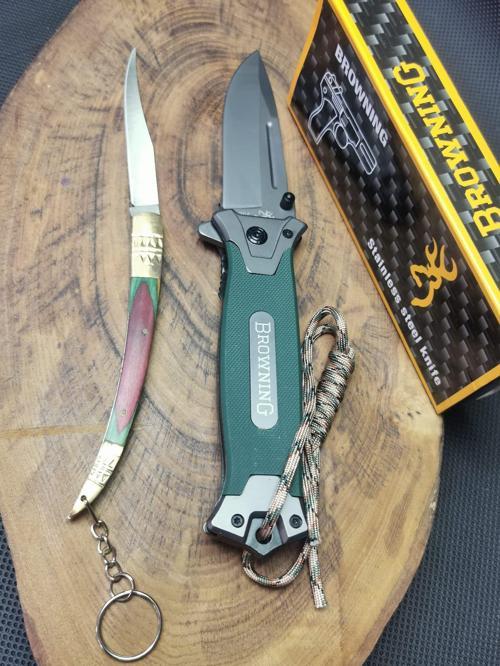 İsme Özel Yeşil İpli Browning Pro Çakı ve Kılçık Çakı