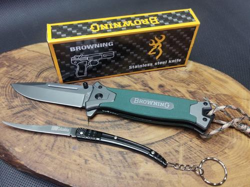 İsme Özel Yeşil İpli Browning Pro Çakı ve Kılçık Çakı Seti