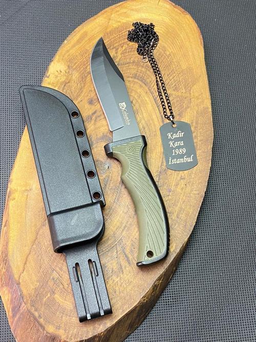 Kamp Outdoor 21 cm Avcı Bıçağı + Asker Künye Seti 