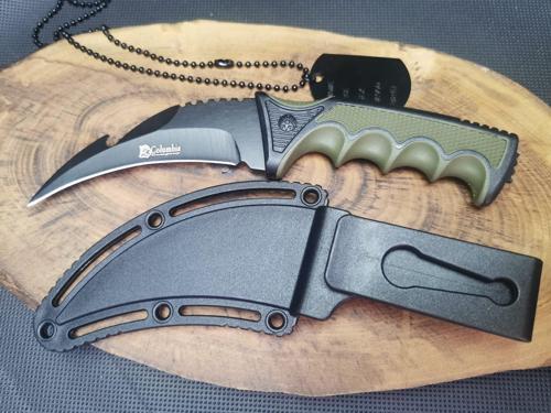 Kamp Outdoor 21 cm Oval Avcı Bıçağı ve Asker Kolye Seti 