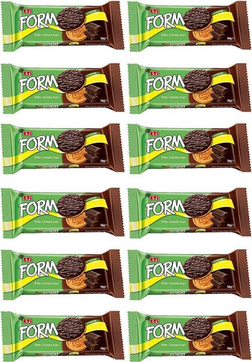 Form Bitter Çikolata Kaplı Lifli Bisküvi 50 G X 12 Adet