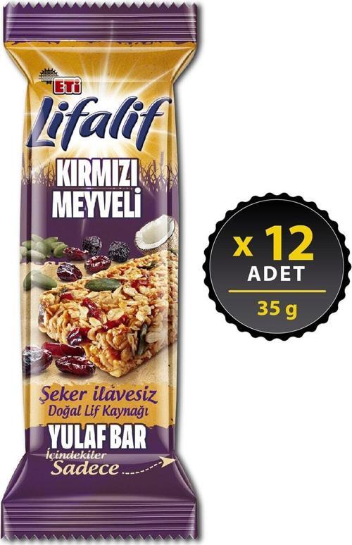 Lifalif Kırmızı Meyveli Yulaf Bar 35 g x 12 Adet
