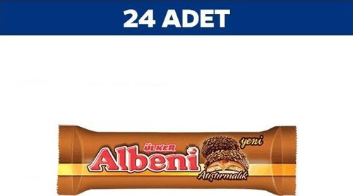 ALBENİ Atıştırmalık - Bisküvi Parçacıklı, Sütlü Çikolata Kaplı Karamel ve Bisküvi - 72 gram - 24 Adet