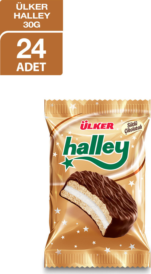 HALLEY - Çikolata Kaplamalı Tekli Bisküvi - 30 gram - 24 Adet